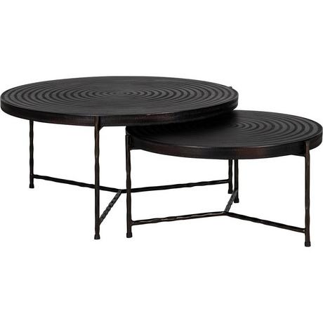 mutoni Table basse Ventana noire 92x92 (lot de 2)  