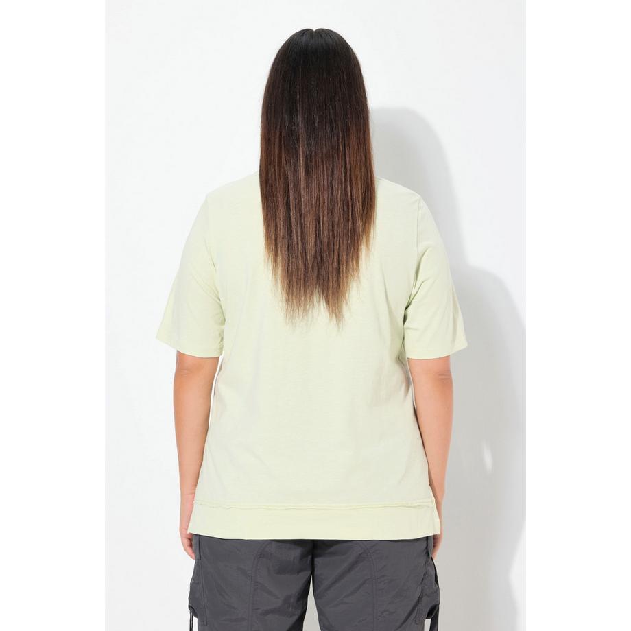 Ulla Popken Plume Bords Francs Encolure V Manches Courtes T-Shirt  