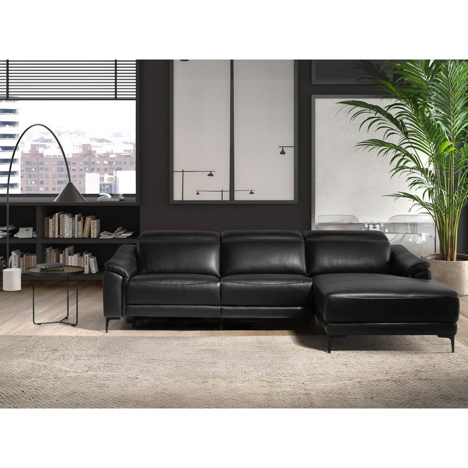 ANGEL CERDA Canapé d'angle relax droite en cuir noir  