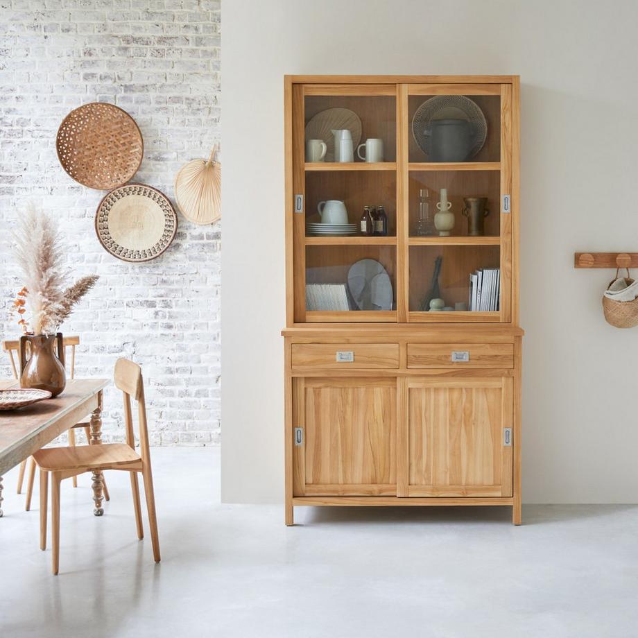Tikamoon Geschirrschrank aus massivem Teakholz 120 cm Coffee Tek  