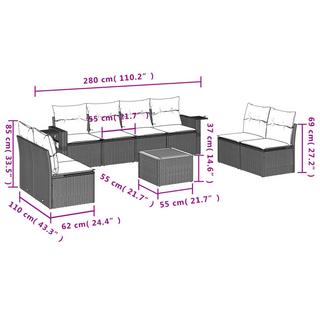 VidaXL Ensemble de canapés de jardin rotin synthétique  