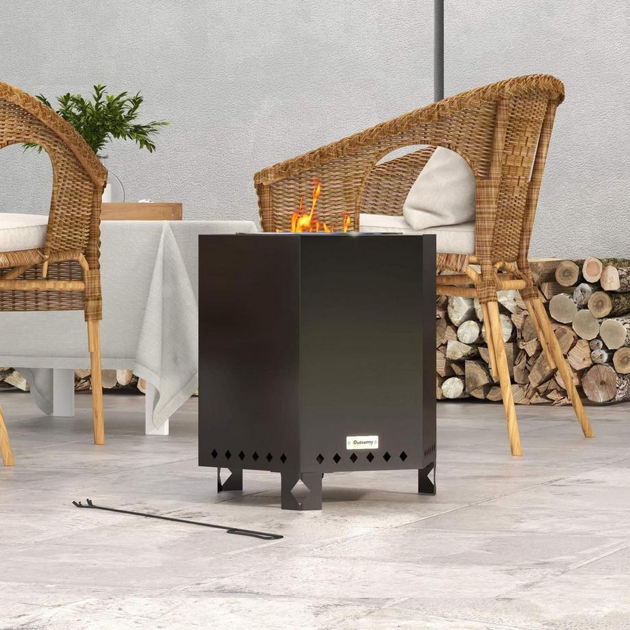 Northio Tavolo Senza Fumo Fuoco Braciere Metallo Nero Poker Giardino Campeggio Patio  