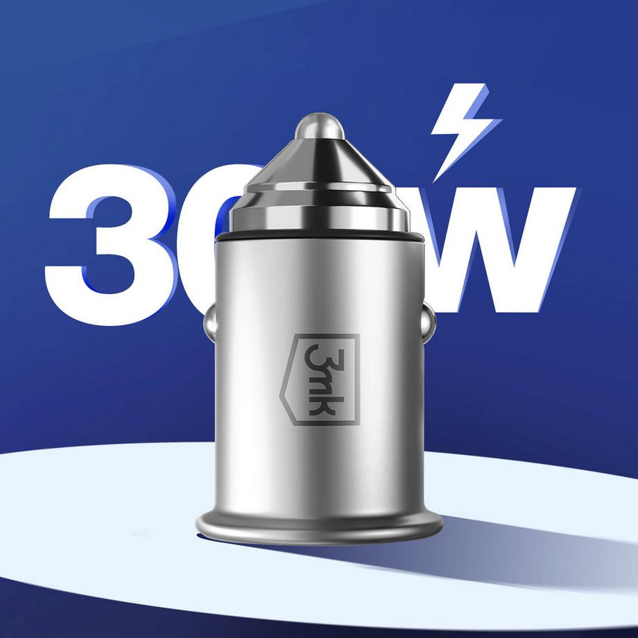 3mk Protection  Chargeur Voiture 30W USB C + USB , 3mk 
