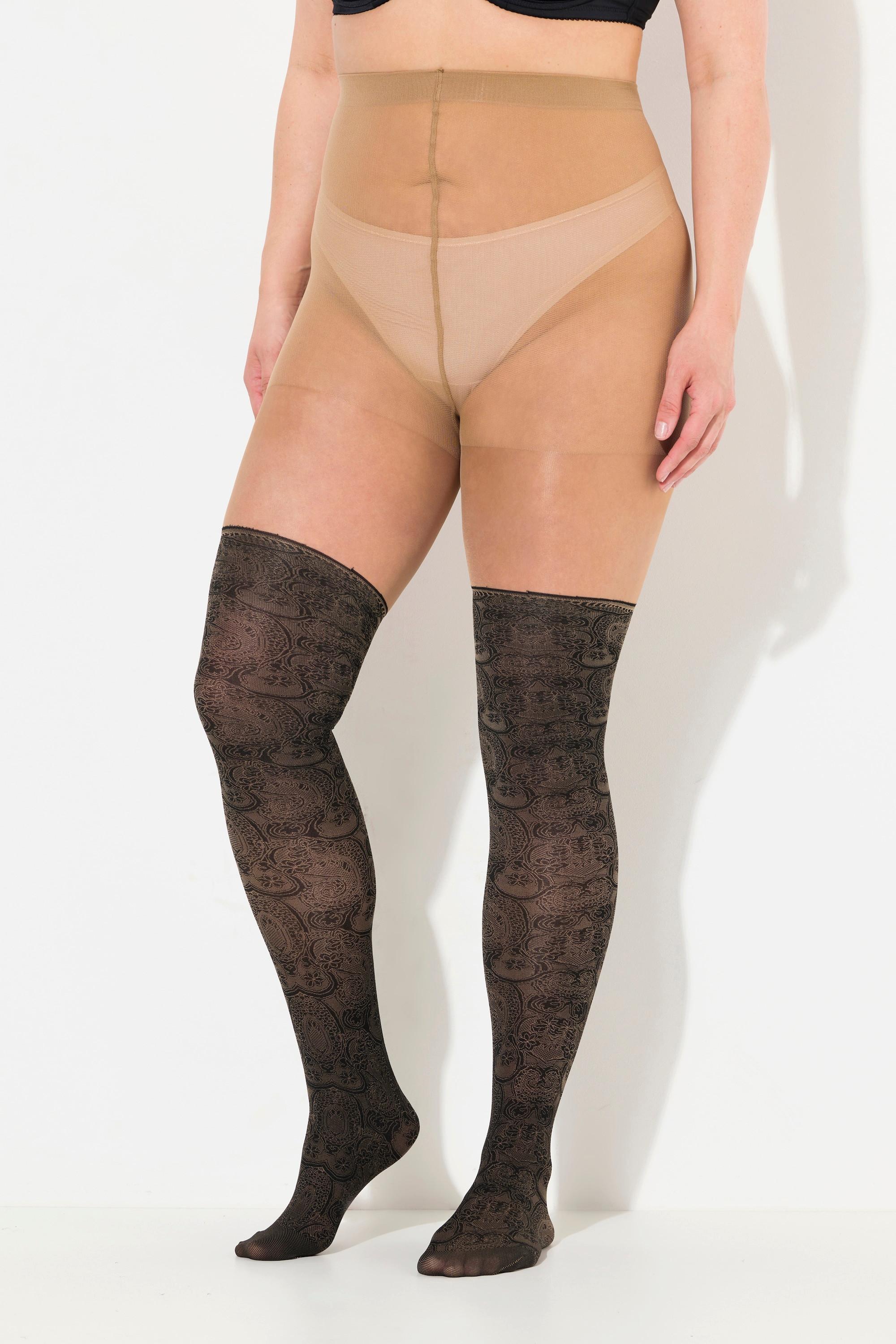 Ulla Popken  Collants aspect bas, effet dentelle 