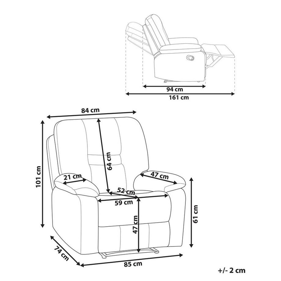 Beliani Fauteuil inclinable en Tissu  BERGEN  