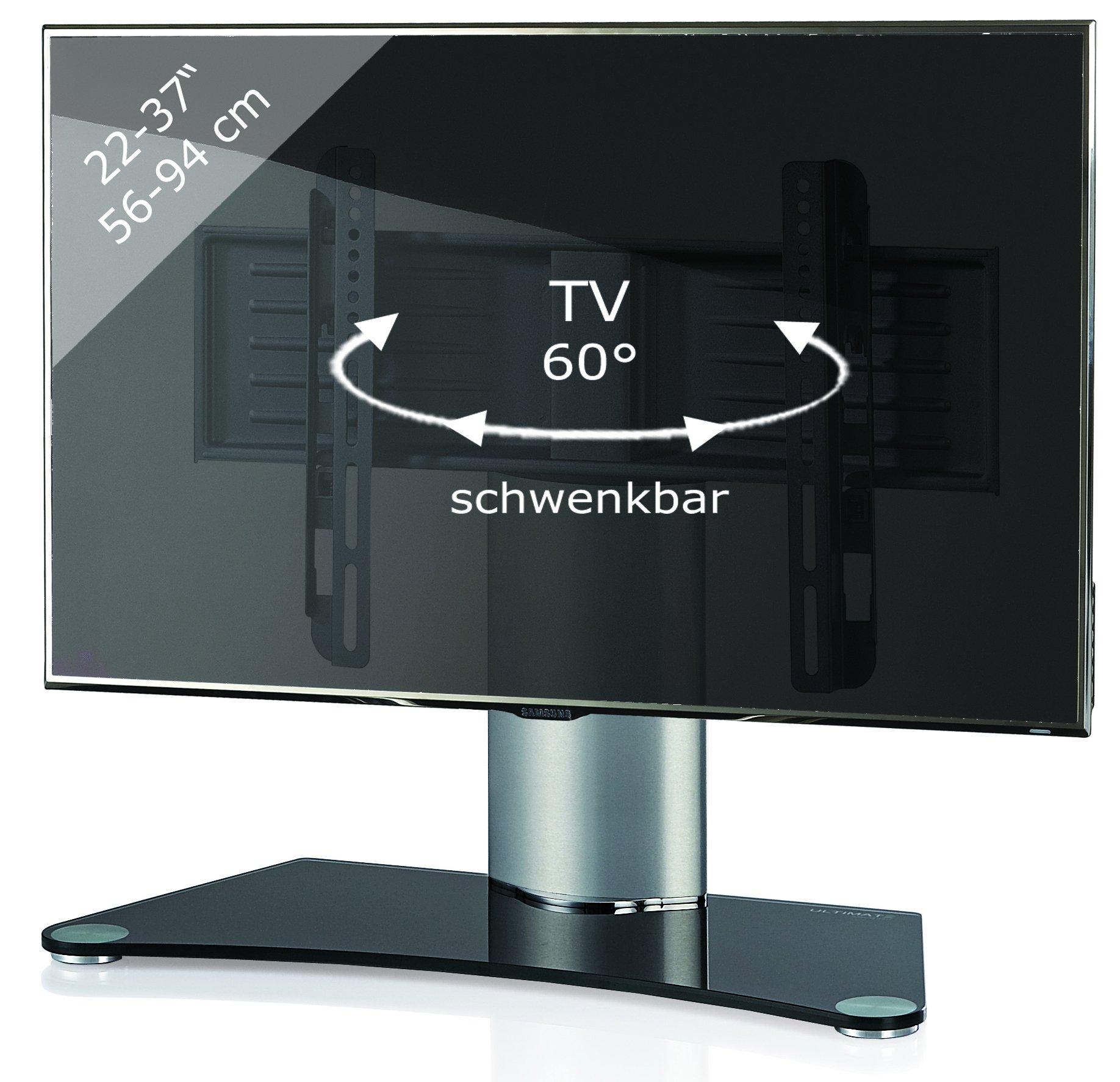 VCM TV Standfuß | Universal TV VESA | Aufsatz Erhöhung | Alu Fernseh Ständer | ESG-Sicherheitsglas | Maße ca. H. 52 x B. 70 x T. 30 cm -  WindoxaMini  