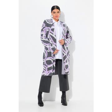 Cardigan lungo e aperto con design grafico e collo alto