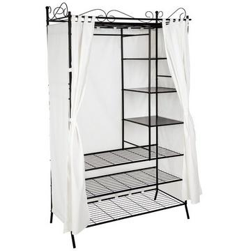 Armoire Penderie Vestiaire en métal avec rideau 112x207x57cm