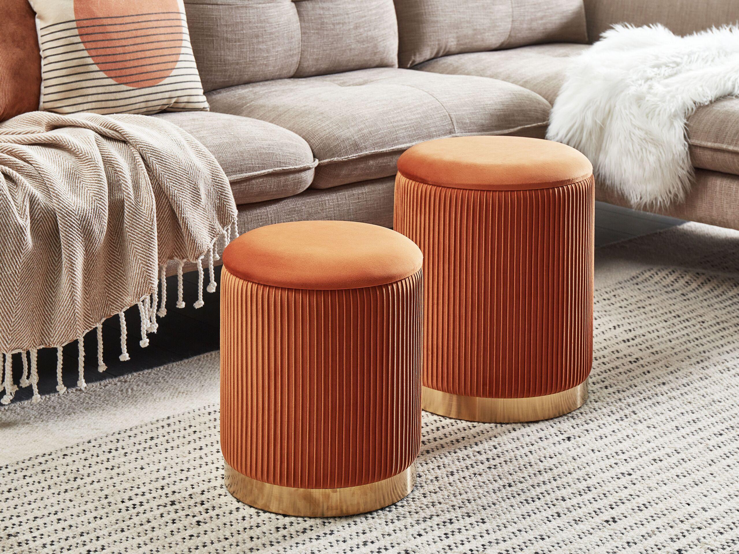 Beliani Pouf mit Stauraum 2er Set aus Samtstoff Glamourös MIRAMAR  