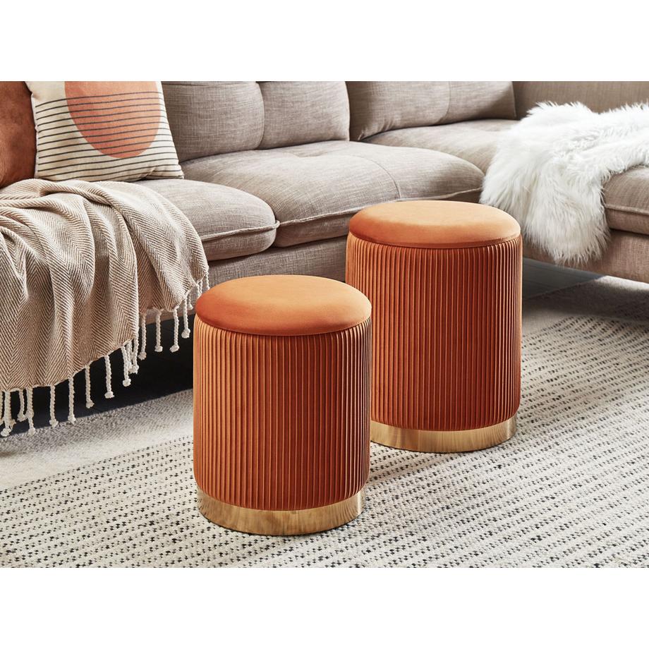 Beliani Lot de 2 poufs avec rangement en Velours Glamour MIRAMAR  