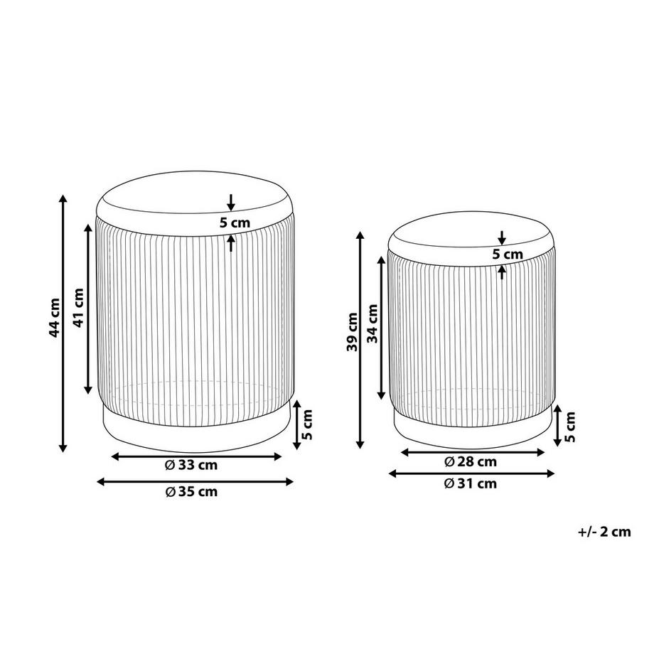 Beliani Lot de 2 poufs avec rangement en Velours Glamour MIRAMAR  