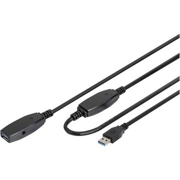 USB-Kabel USB 3.2 Gen1 (USB 3.0 / USB 3.1 Gen1) USB-A Stecker, USB-A Buchse 10.00 m Schwarz Geschirmt