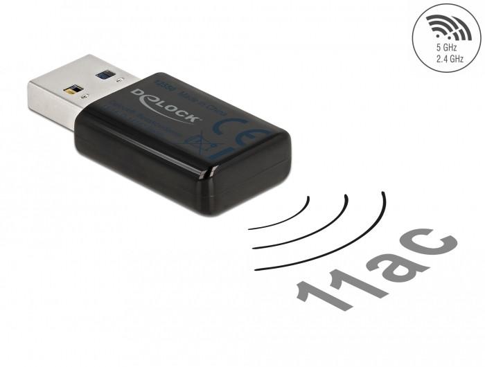 DeLock  USB 3.0 Dualband WLAN ac/a/b/g/n Micro Stick 867 + 300 Mbps 