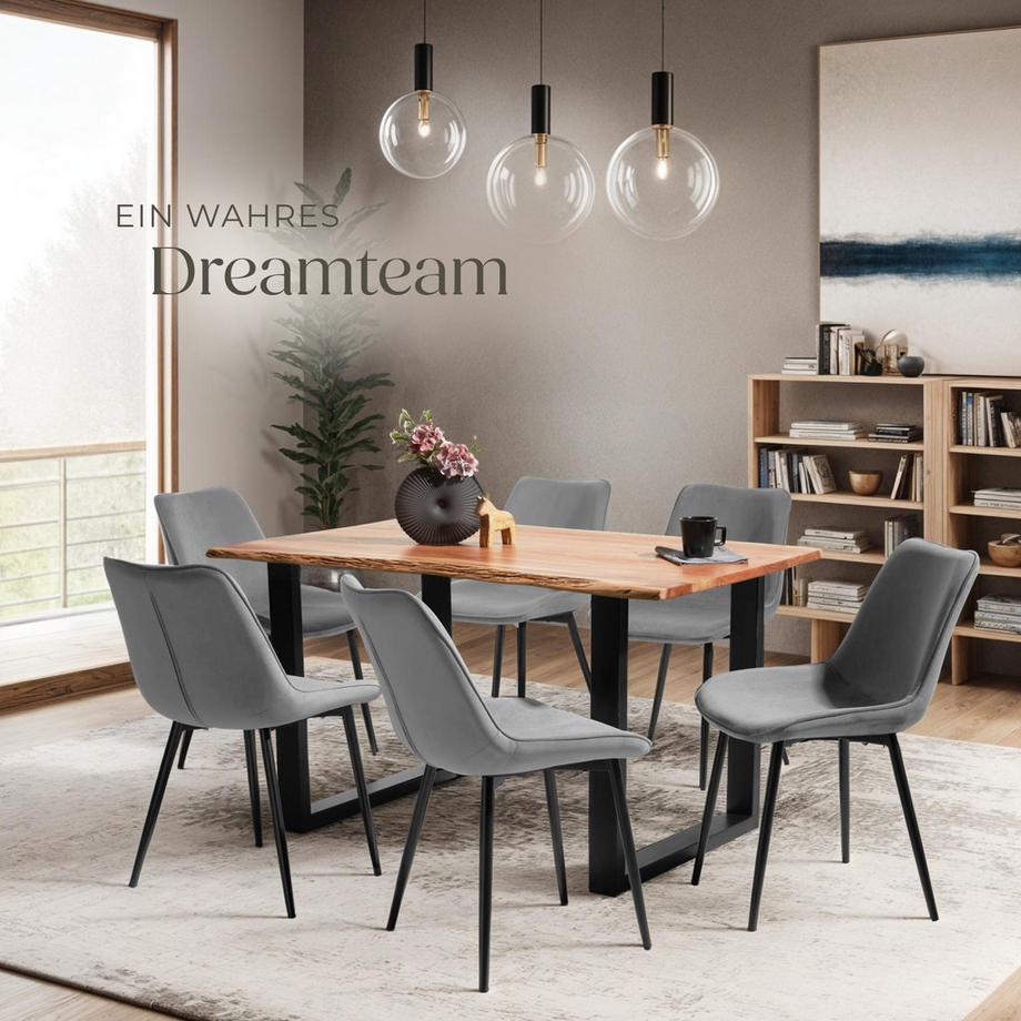 Tectake Lot de chaises MONROE rembourrées aspect velours  