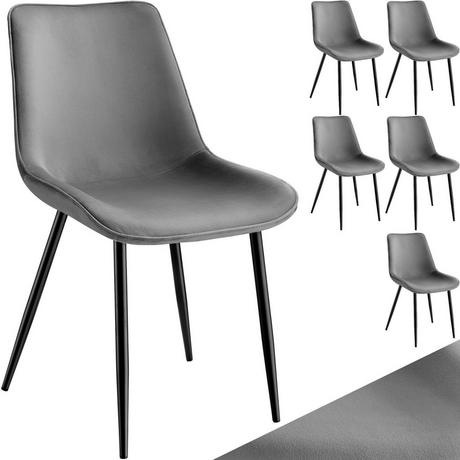 Tectake Lot de chaises de salle à manger Monroe aspect velours  