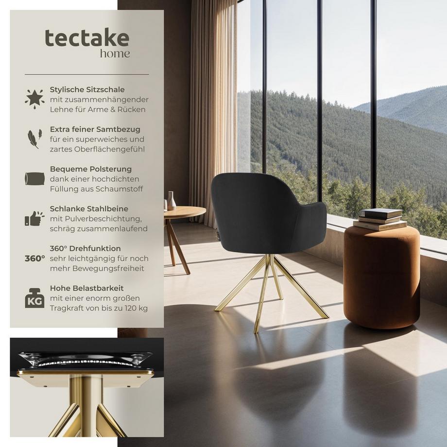 Tectake Chaise pivotante en velours LONA rembourrée  