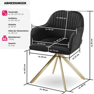 Tectake Samt-Drehstuhl Lona mit dicker Polsterung  