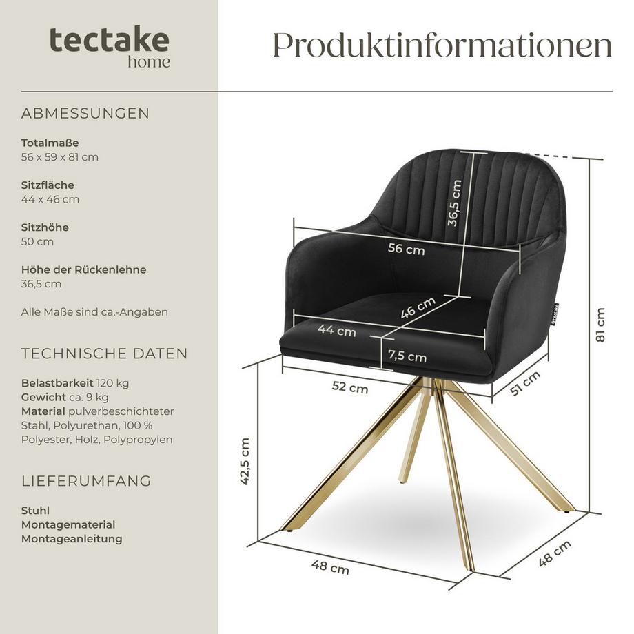 Tectake Chaise pivotante en velours LONA rembourrée  