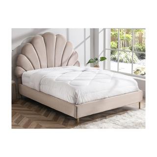 Vente-unique Letto conchiglia 160 x 200 cm Velluto Beige + Materasso - LIVAYA  