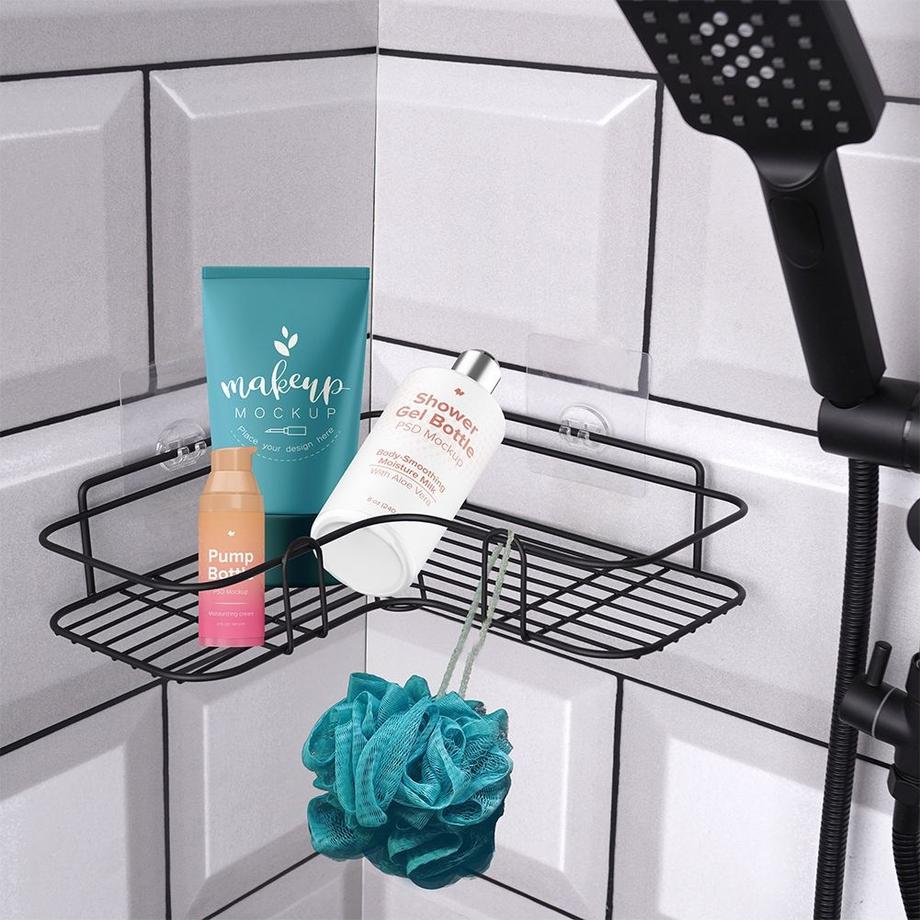 B2X  Etagère d'angle pour la salle de bain - Autocollante et résistante 