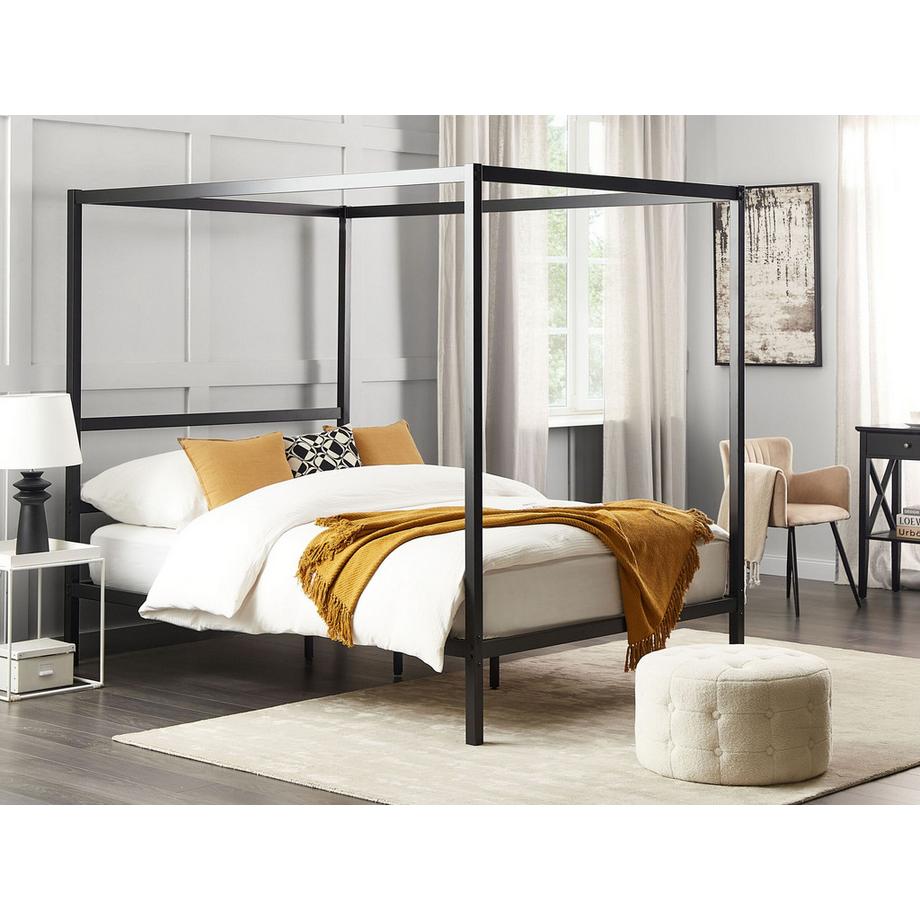 Beliani Lit à baldaquin en Acier Industriel LESTARDS  