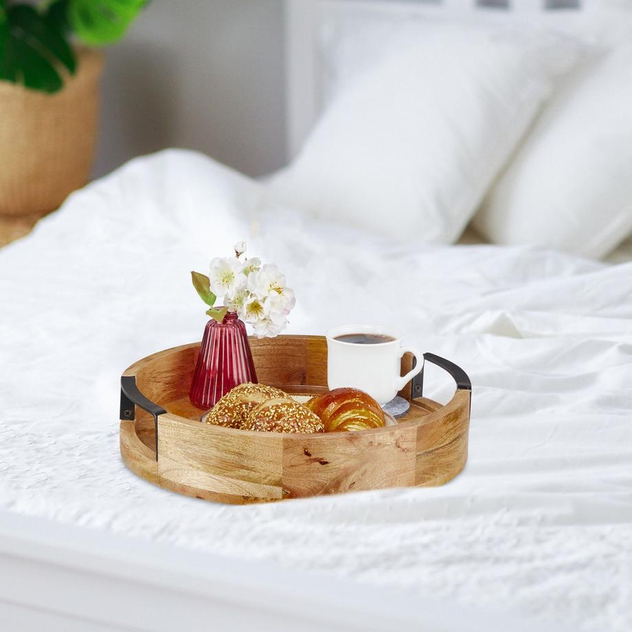 B2X  Rundes Tablett aus Mangoholz 