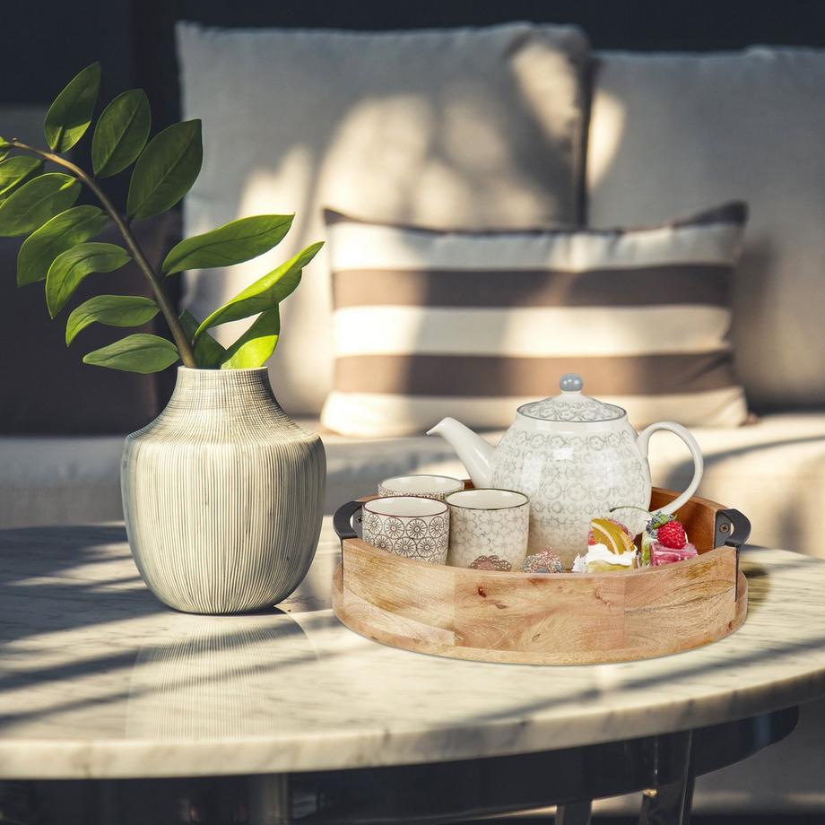 B2X  Rundes Tablett aus Mangoholz 