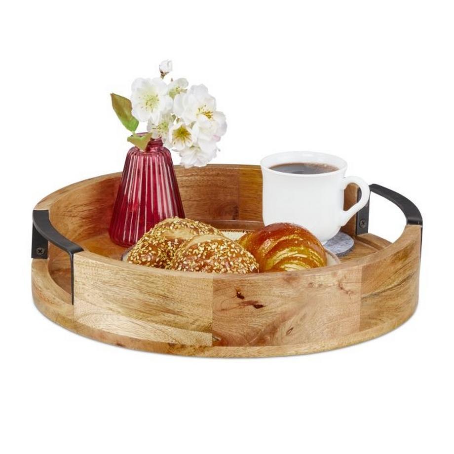 B2X  Rundes Tablett aus Mangoholz 