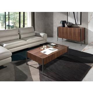 ANGEL CERDA Table basse rectangle en noyer et acier  