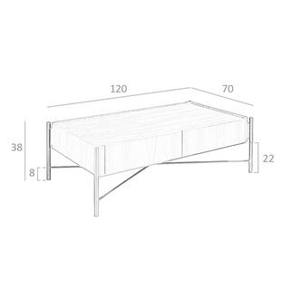 ANGEL CERDA Table basse rectangle en noyer et acier  