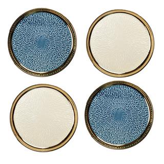 Aulica DESSERTTELLER MIT GOLDRAND, 2 BLAU UND 2 CREME – 4ER-SET  