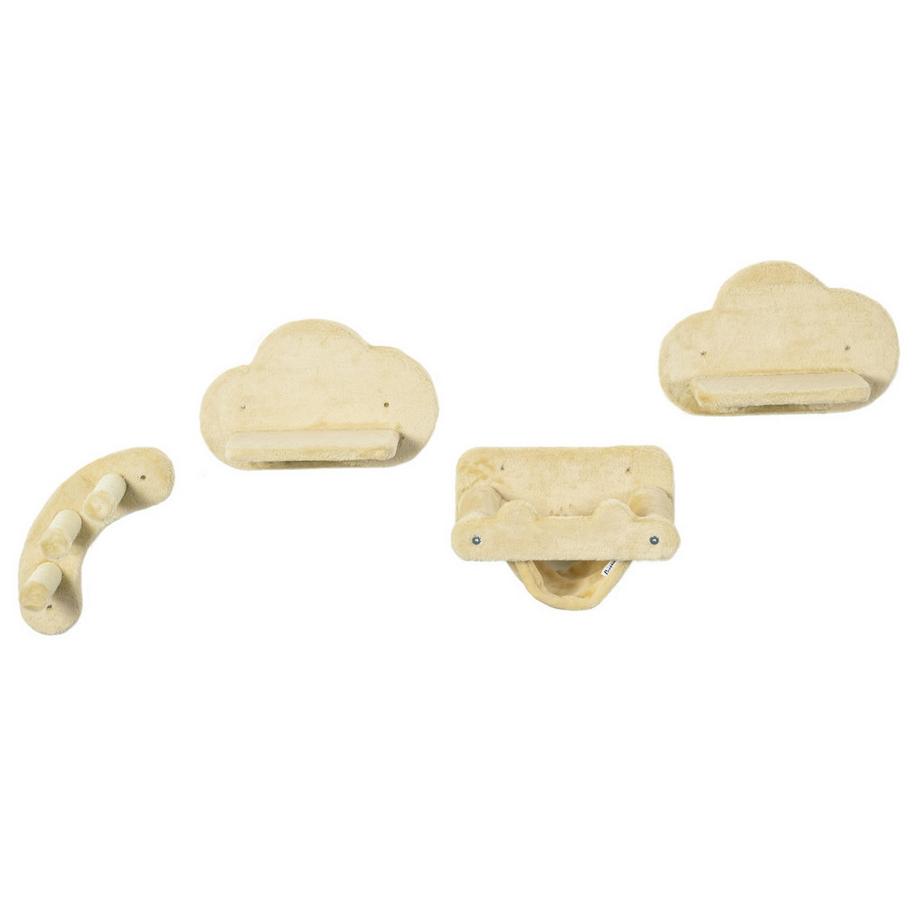 Northio  Kletterwand Für Katzen 4-Teiliges Set Mit Treppe, Hängematte, Sprungplattform, Plüsch, Bis 5 Kg 