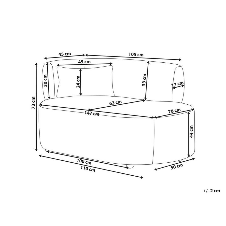 Beliani Chaise longue côté gauche en Velours côtelé Glamour VANVEY  