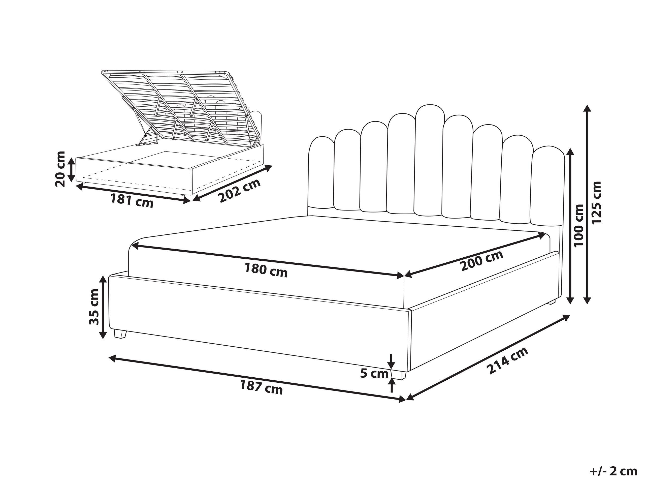 Beliani Bett mit Bettkasten aus Samtstoff Modern VINCENNES  