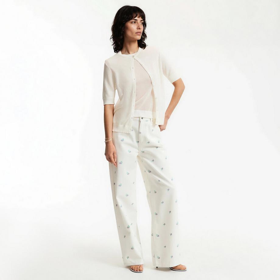 La Redoute Collections  Weite Jeans mit Blumenstickereien 