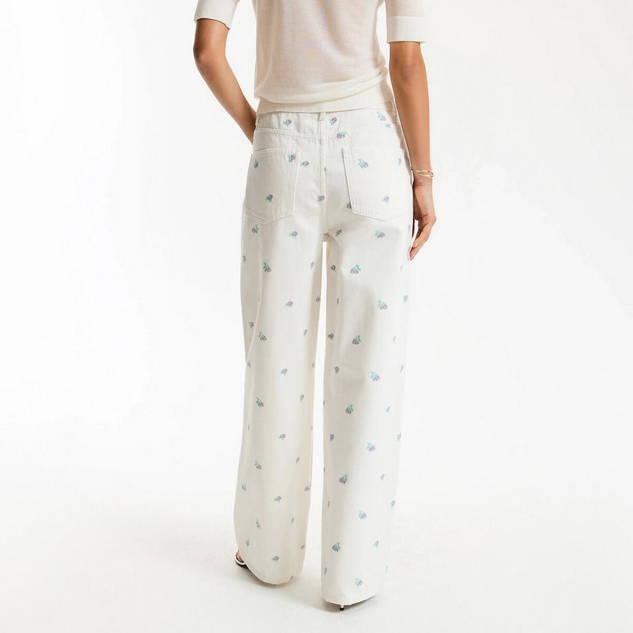 La Redoute Collections  Weite Jeans mit Blumenstickereien 