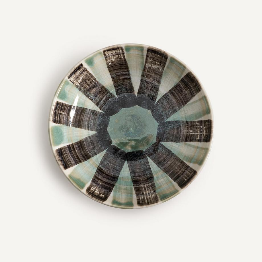 Set aus 4 tiefen Tellern aus gestreiftem Steingut