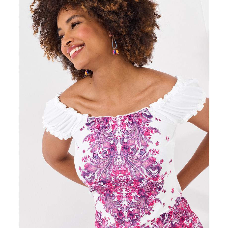 Helles Boho-Top aus elastischem Jersey