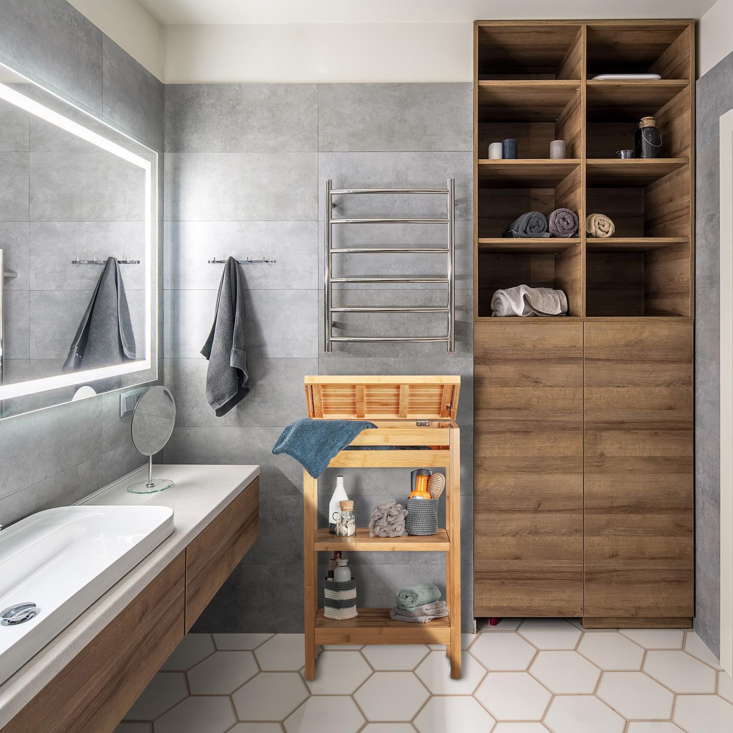 B2X Bambusregal mit Ablageflächen und Klappe  