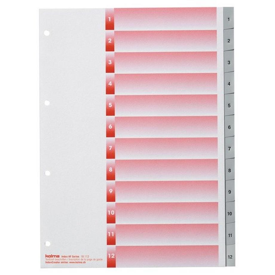 Kolma  KOLMA Register PP grau A4 18.112.03 1-12, Kolmaflex 