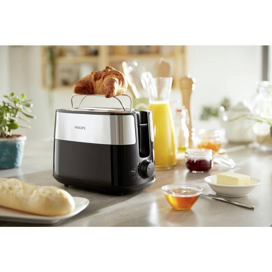 PHILIPS Toaster Daily ,mit integriertem Brötchenaufsatz, 8 einstellbare Röstgrade  