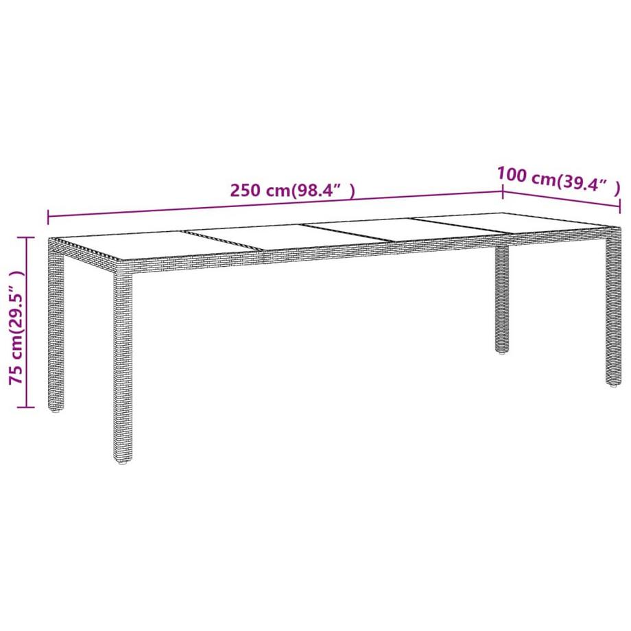 VidaXL Table de jardin rotin synthétique  