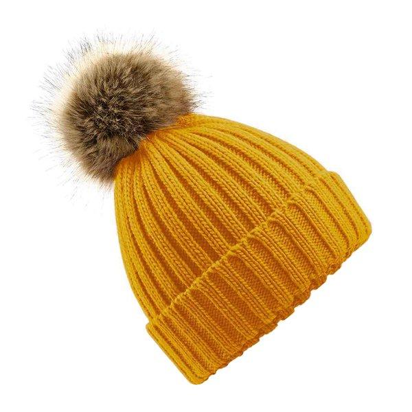 Image of Beechfield Chunky Beanie Mütze mit KunstfellBommel - ONE SIZE