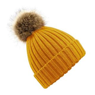 Beechfield  Chunky Beanie Mütze mit KunstfellBommel 