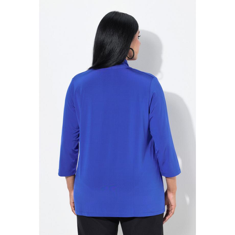 Ulla Popken T-shirt au tombé fluide Col Calice Pli Fantaisie Manches 3/4  