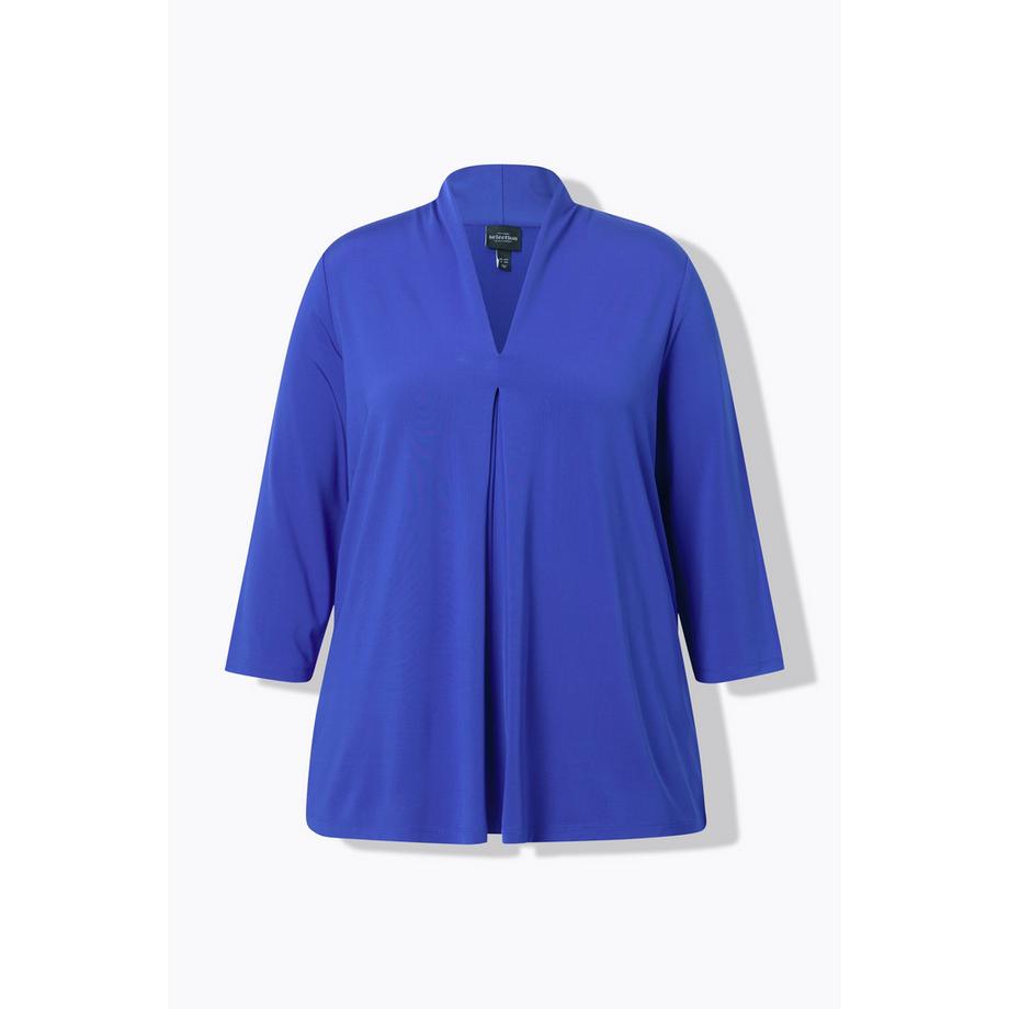 Ulla Popken T-shirt au tombé fluide Col Calice Pli Fantaisie Manches 3/4  