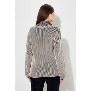 Ulla Popken  Pullover, Rippstrick, Rollkragen, Langarm, Biobaumwolle 