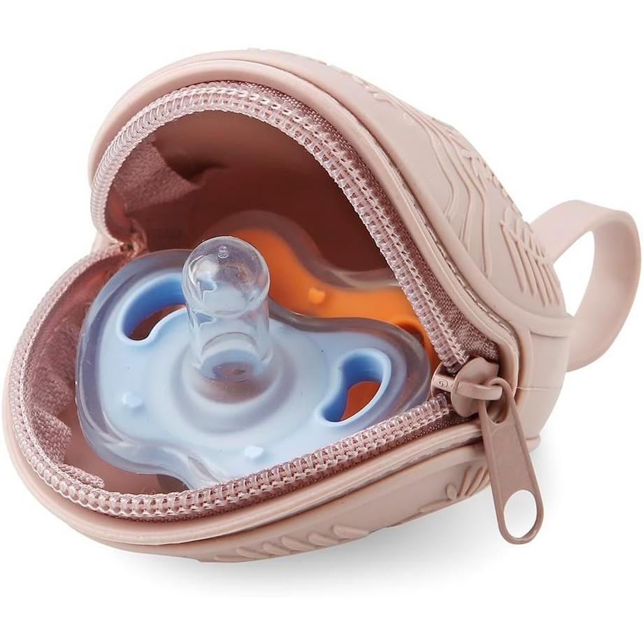 Milkii  PandaEar 3er-Set Silikon-Schnullerhalter & Schnullerboxen, Rosa 