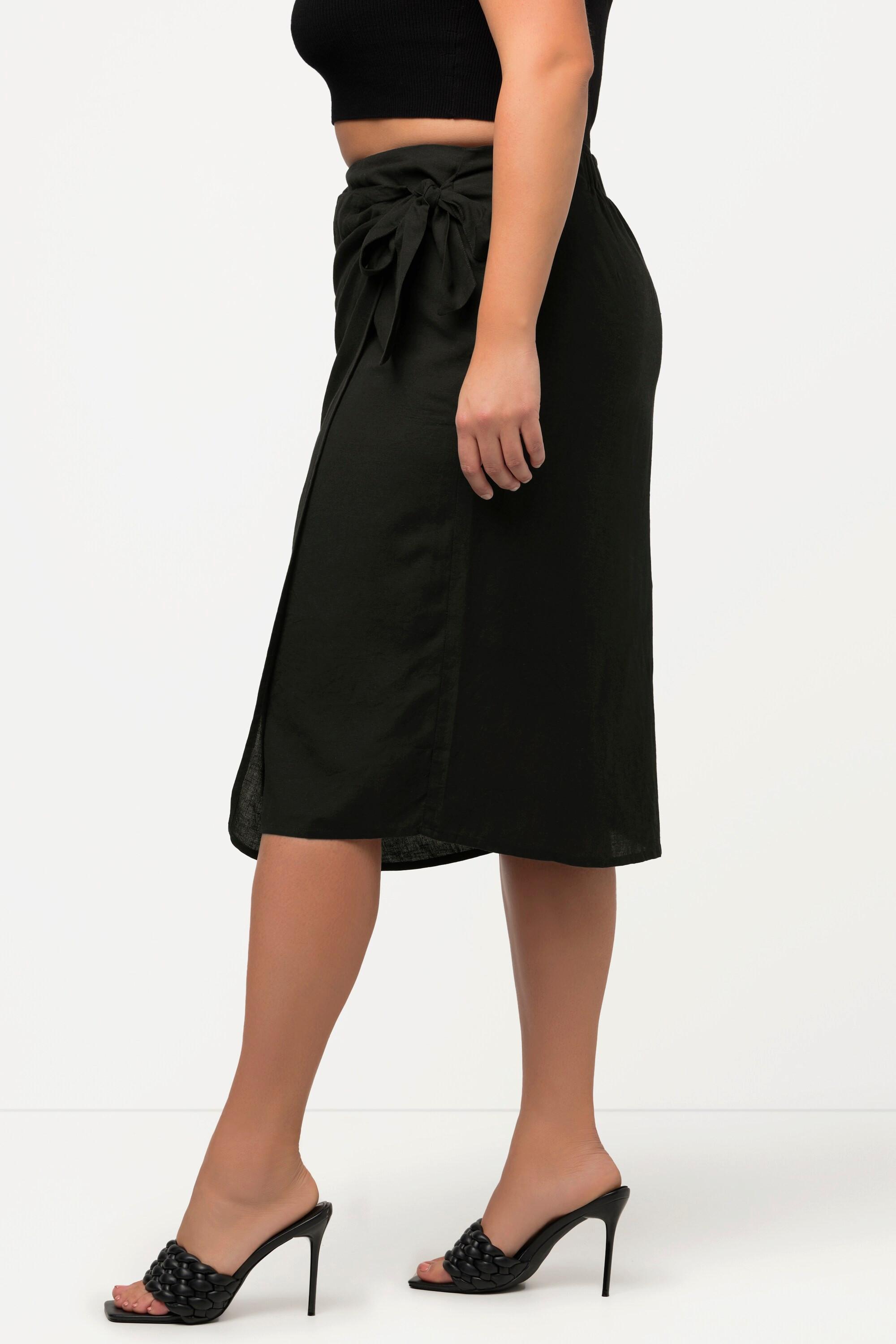 Ulla Popken Wickelrock Leinenmix Bindeband Komfortbund  