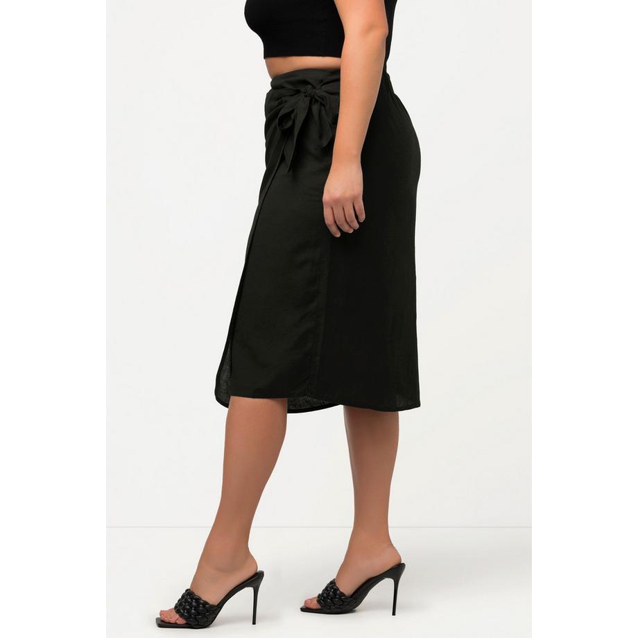 Ulla Popken Gonna a portafoglio Misto lino Laccetto Cintura comfort  